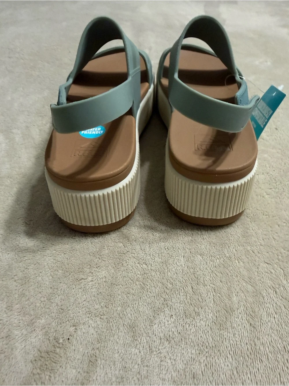 Reef Olive and Tan Platform Slingback Sandal